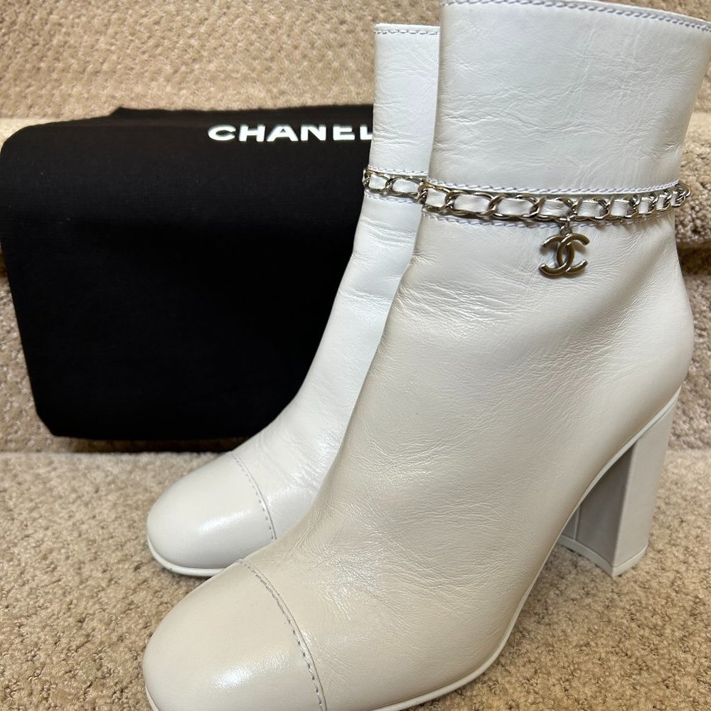 Chanel Ankle Boots with Logo Chain